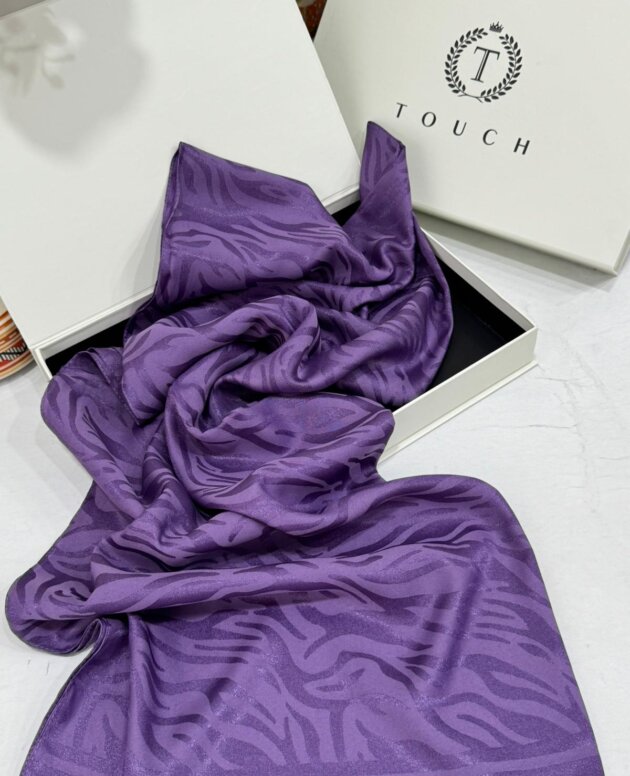 Zebra Desen Pamuk Jakar İpek Şal 23141 - Lavanta