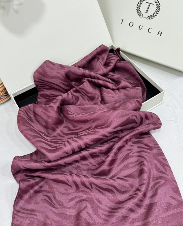 Zebra Desen Pamuk Jakar İpek Şal 23141 - Gül Kurusu