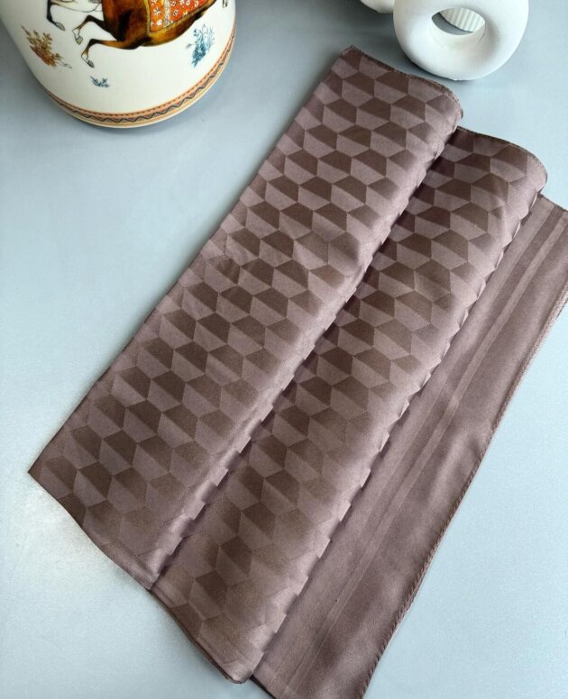 Qoza Desen İpeksi Jakar Şal - Koyu Kahve