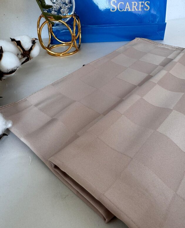 Dama Desen Jakar Şal 114701 - Koyu Bej