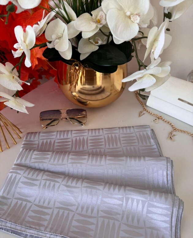 Kibrit Desen İpeksi Jakar Şal 44511 - Gri