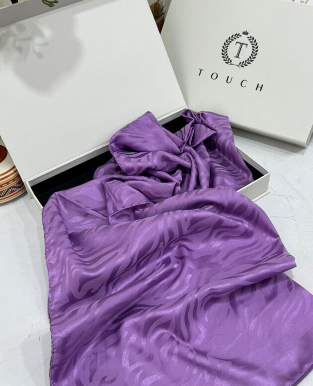 Zebra Desen Pamuk Jakar İpek Şal 23141 - Eflatun