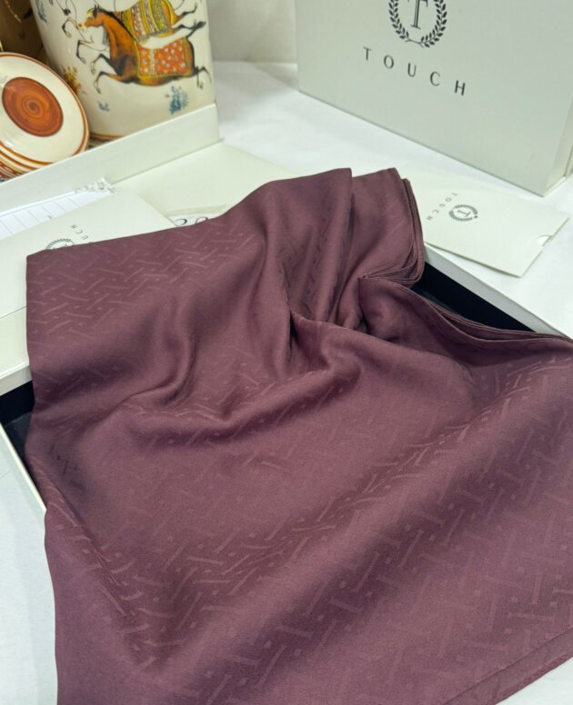 New Desen Pamuk Jakar İpek Şal - 19450 -bordo