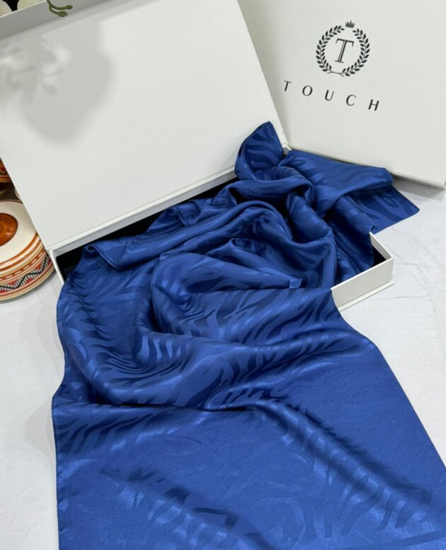 Zebra Desen Pamuk Jakar İpek Şal 23141 - İndigo