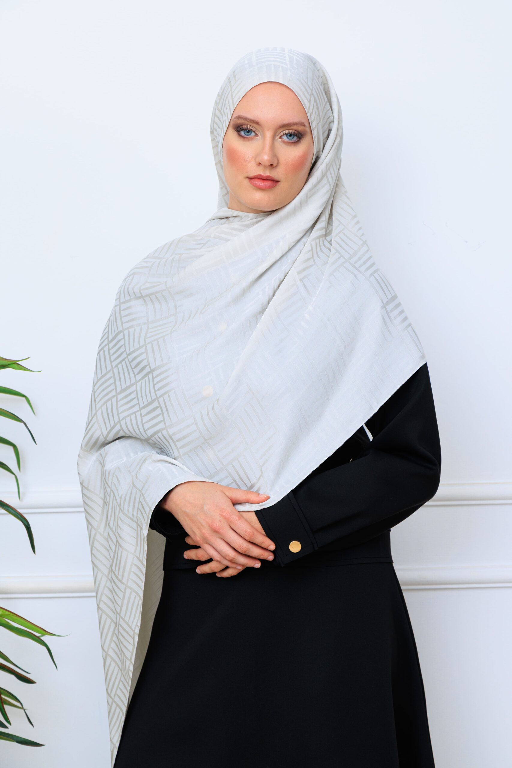 Kibrit Desen İpeksi Jakar Şal 44511 - Taş