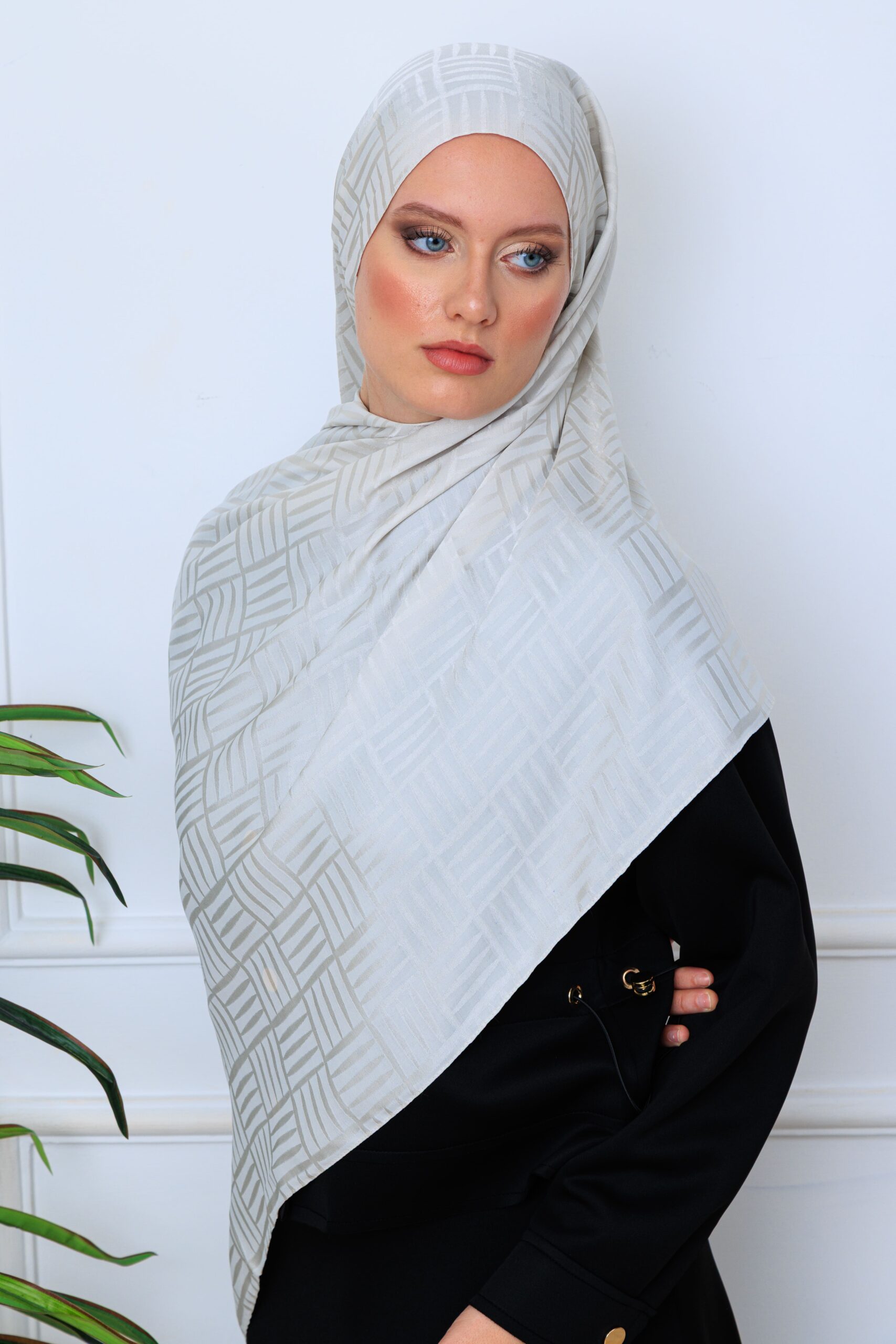 Kibrit Desen İpeksi Jakar Şal 44511 - Taş - Görsel 2