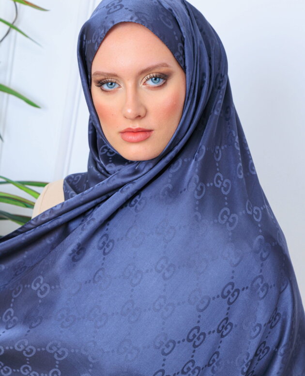 G Desen Pamuk İpeksi Jakar Şal 908204 - füme