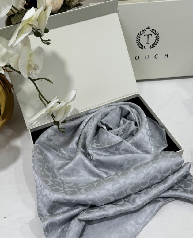 Coach İthal Pamuk Jakar İpek Şal 23141 - Gri