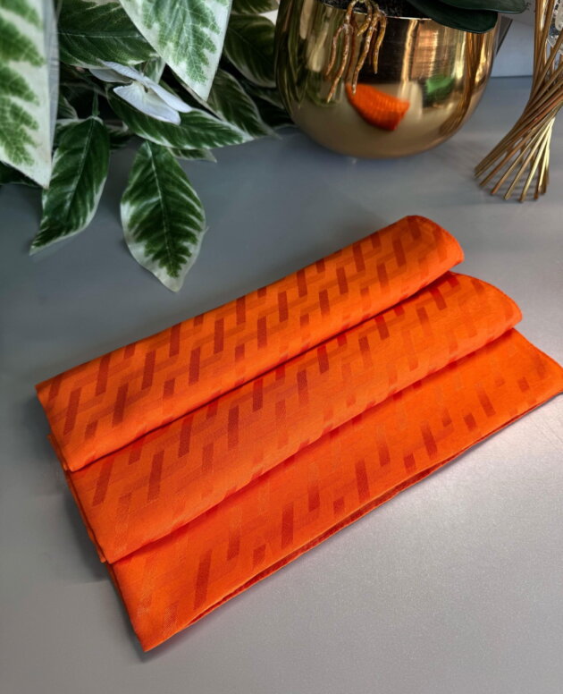 Zigzag Desen Pamuk Jakar Şal - Turuncu