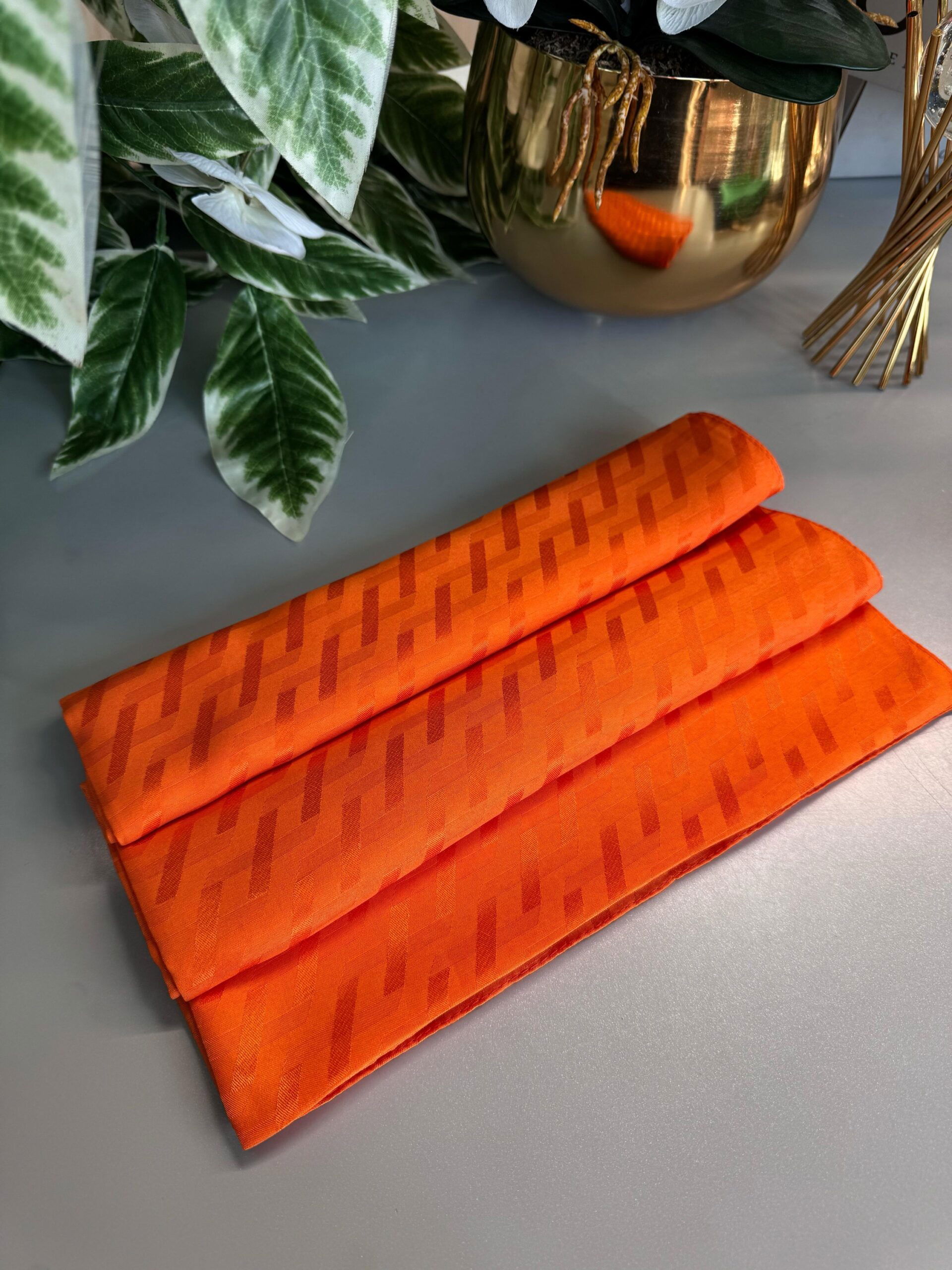 Zigzag Desen Pamuk Jakar Şal - Turuncu