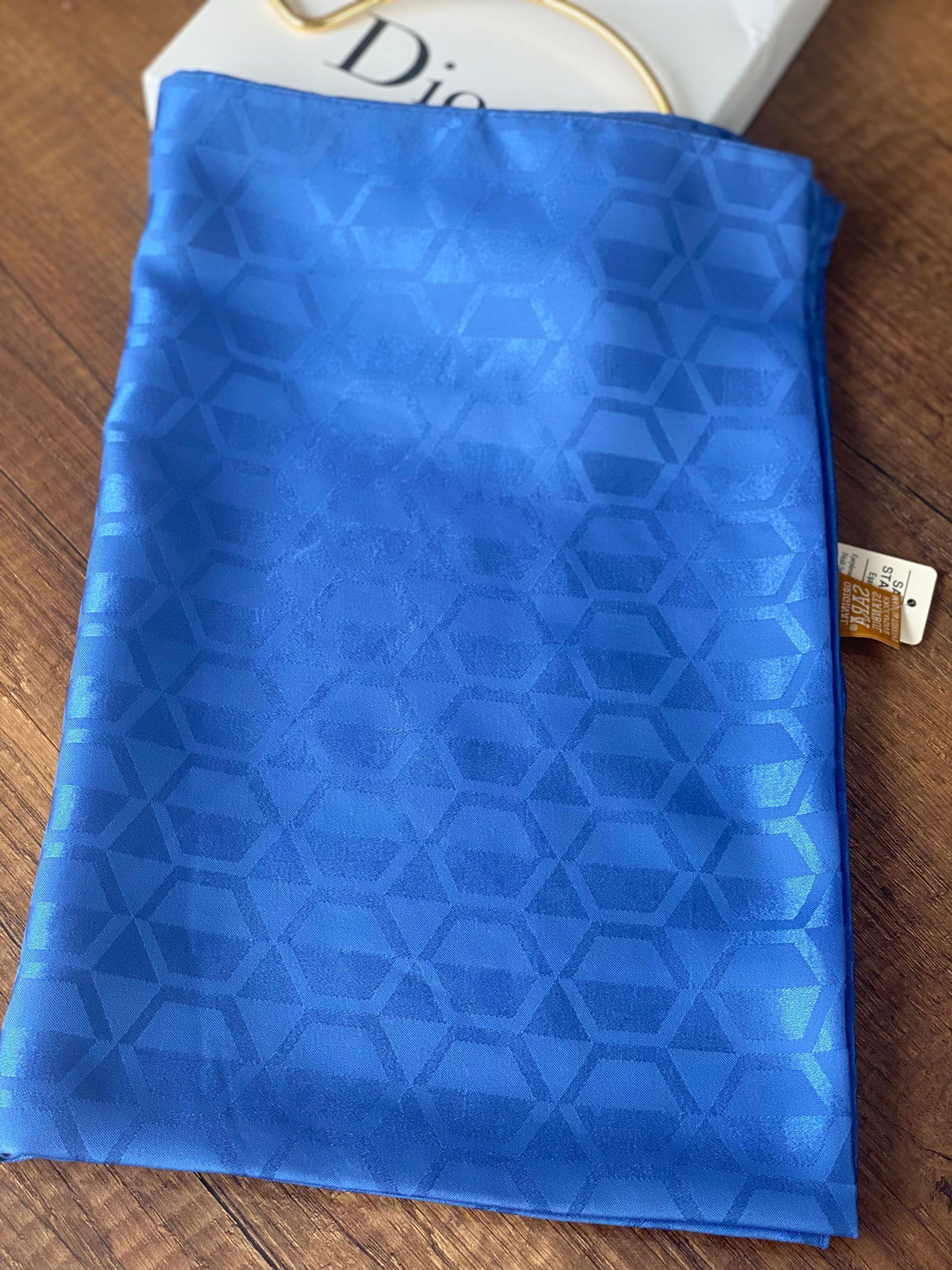 Elmas Desen Pamuk Jakar Şal - İndigo - Görsel 2