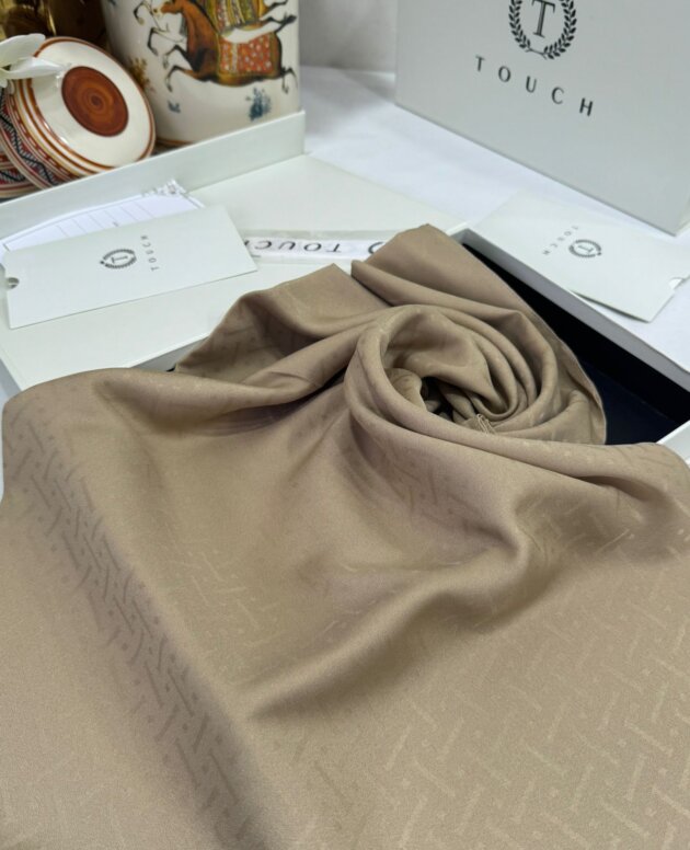 New Desen Pamuk Jakar İpek Şal - 19450 - Vizon