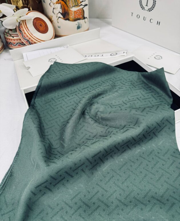 New Desen Pamuk Jakar İpek Şal - 19450 - Nim Yeşili