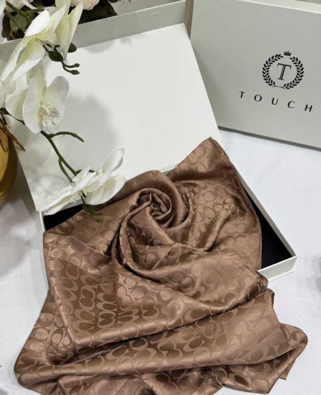 Coach İthal Pamuk Jakar İpek Şal 23141 - Çikolata