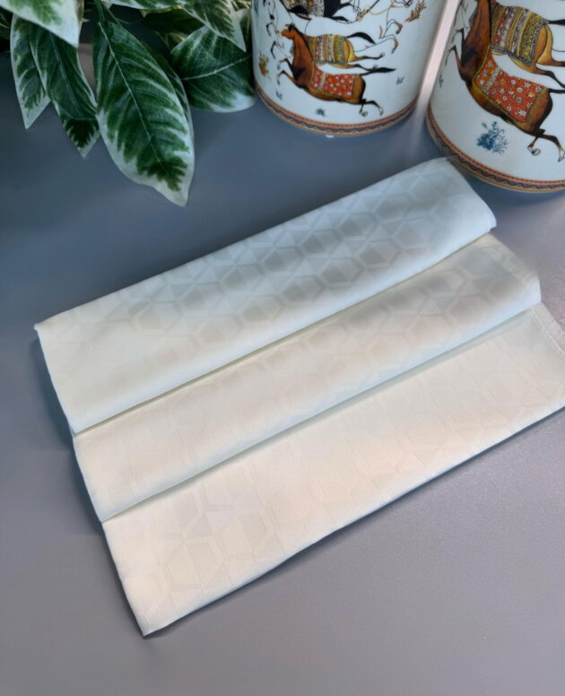 Elmas Desen Pamuk Jakar Şal - Ekru