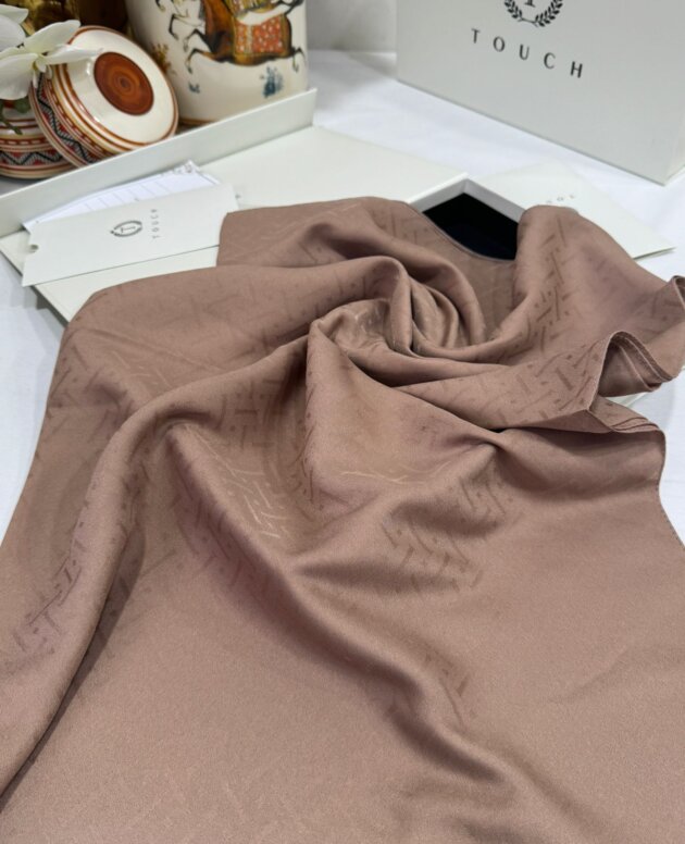 New Desen Pamuk Jakar İpek Şal - 19450 - Açık kahve