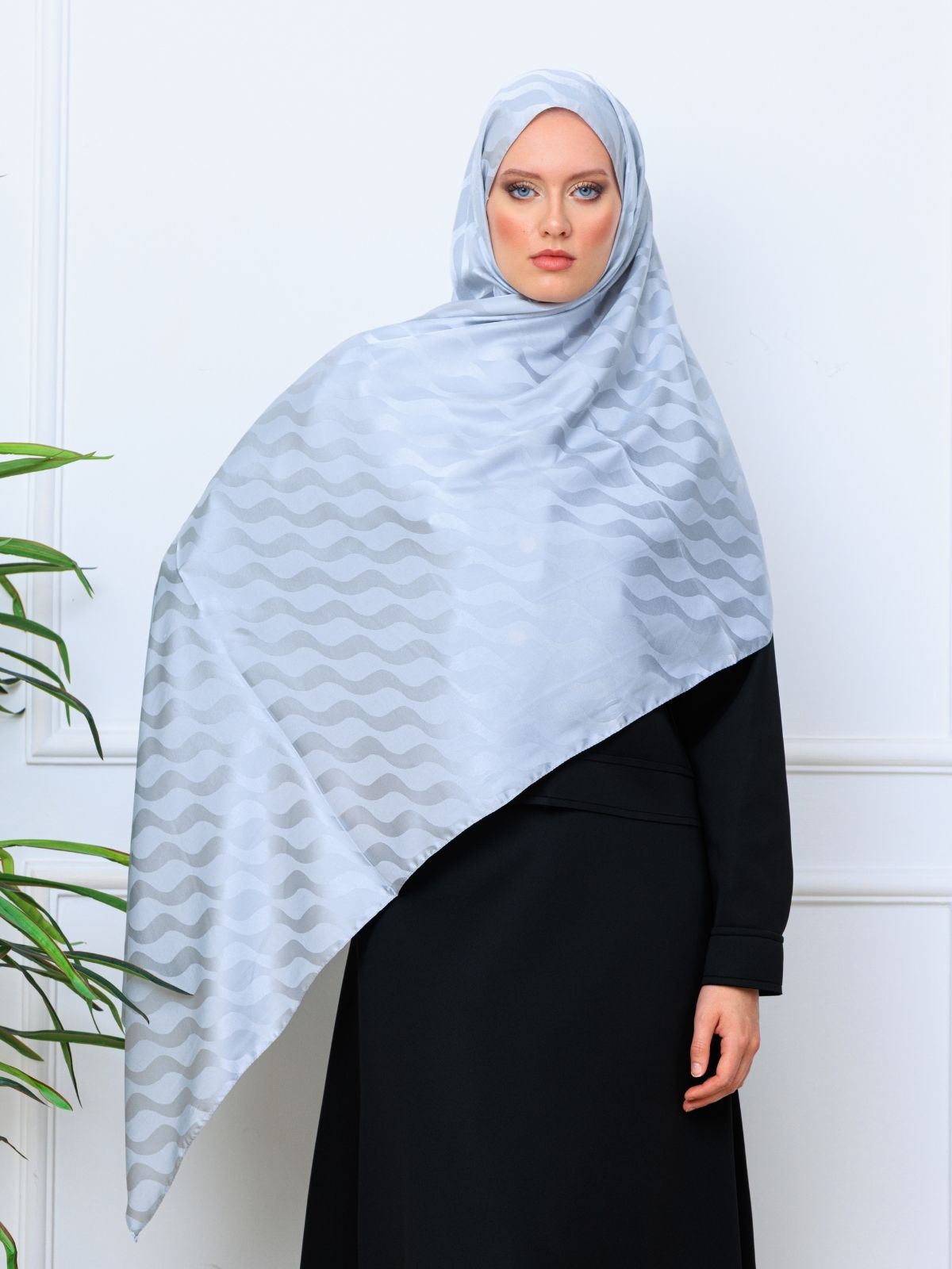 Su Yolu Pamuk Jakar Şal - Gri - Görsel 6