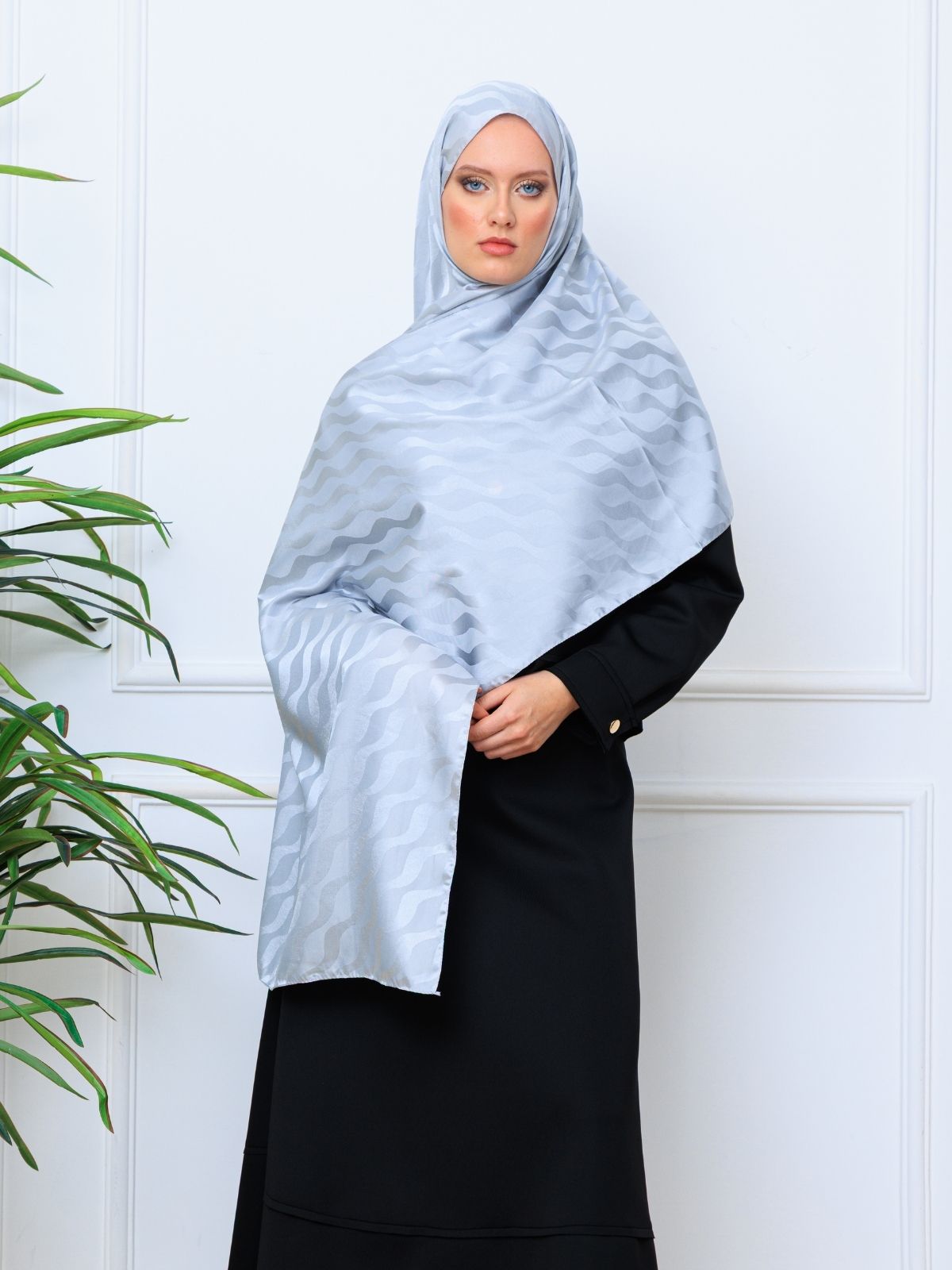 Su Yolu Pamuk Jakar Şal - Gri - Görsel 2