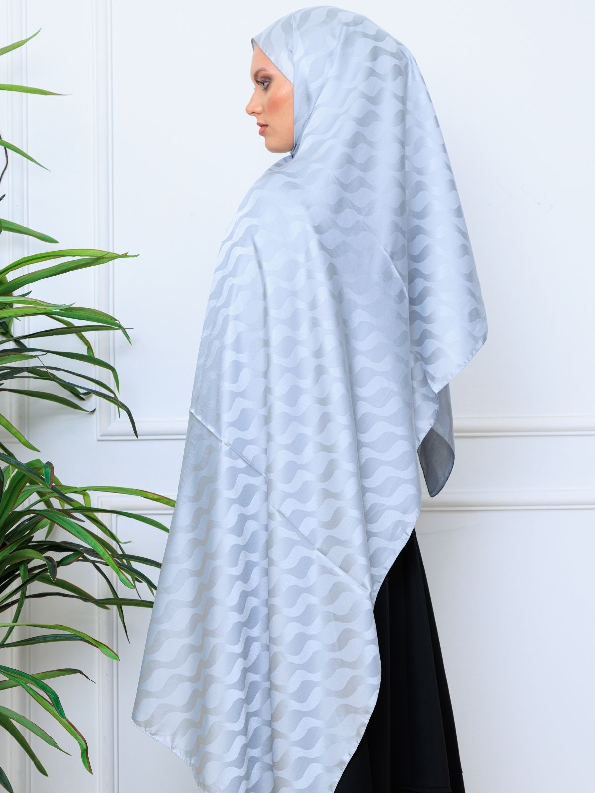 Su Yolu Pamuk Jakar Şal - Gri - Görsel 4