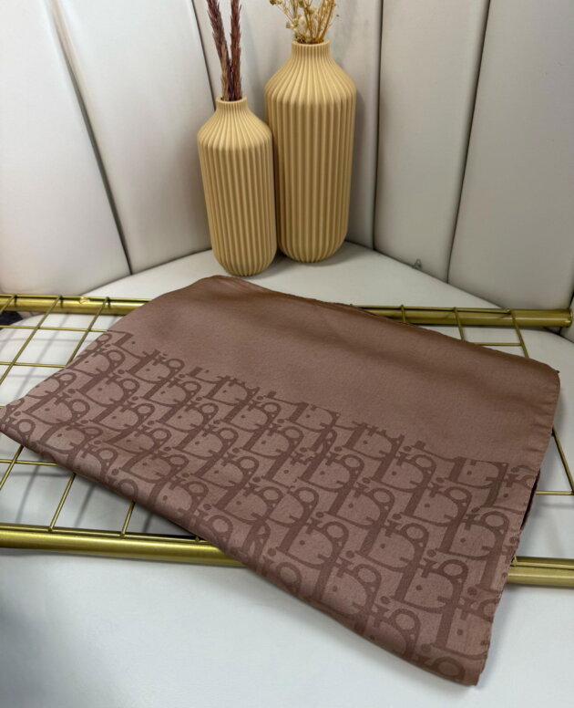 Dior Desen Pamuk İpeksi Jakar Şal 88731 - Açık Kahve