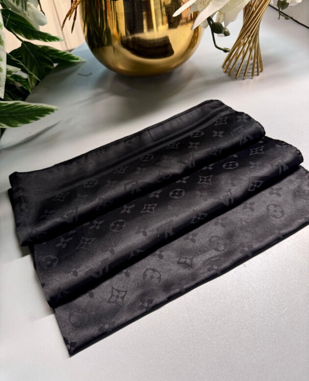 LV İthal Pamuk Jakar İpek Şal - SİYAH