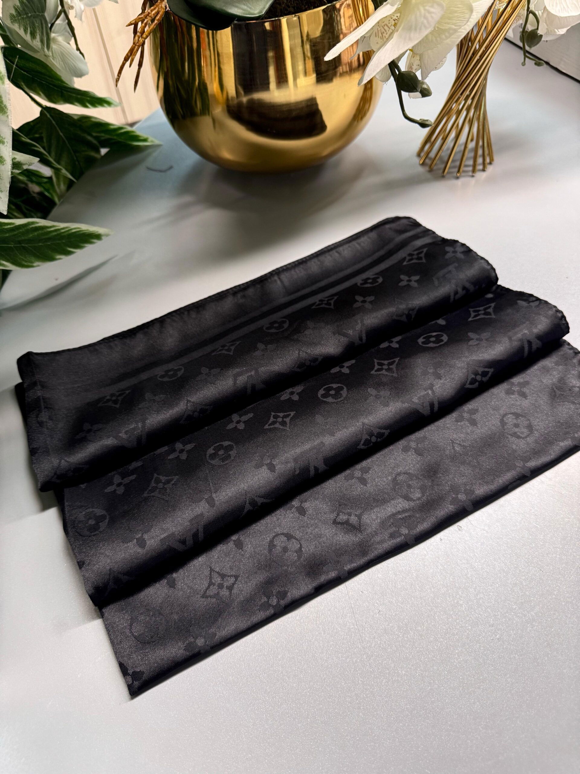 LV İthal Pamuk Jakar İpek Şal - SİYAH