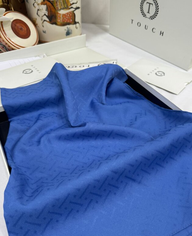 New Desen Pamuk Jakar İpek Şal - 19450 -indigo