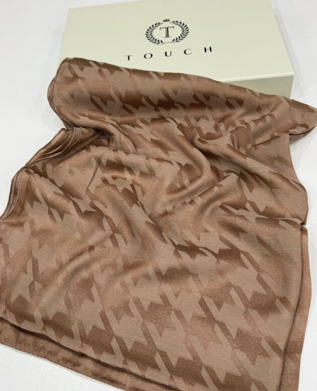 Kazayağı Desen İpeksi Jakar Şal-75312-Kahve