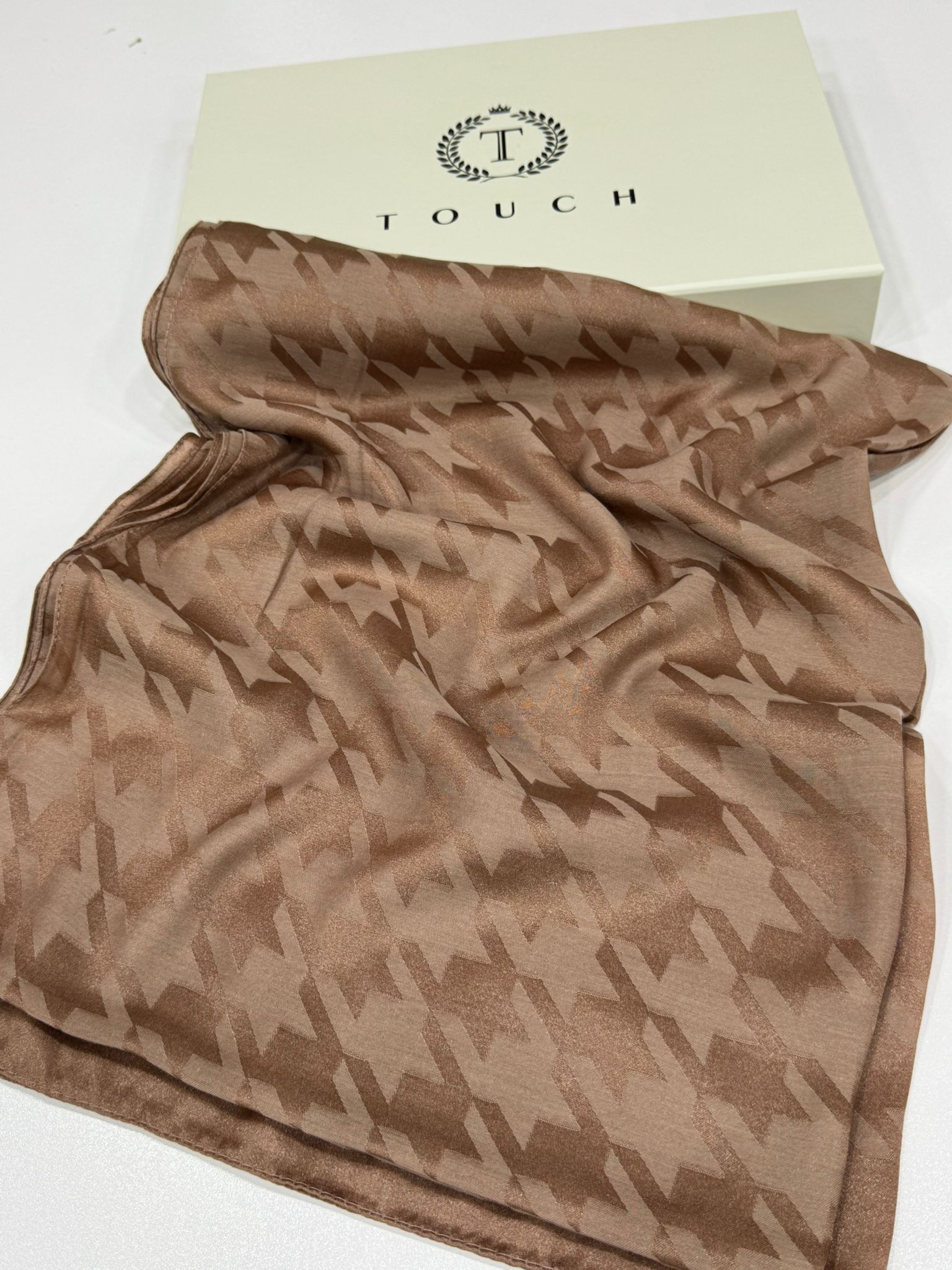 Kazayağı Desen İpeksi Jakar Şal-75312-Kahve