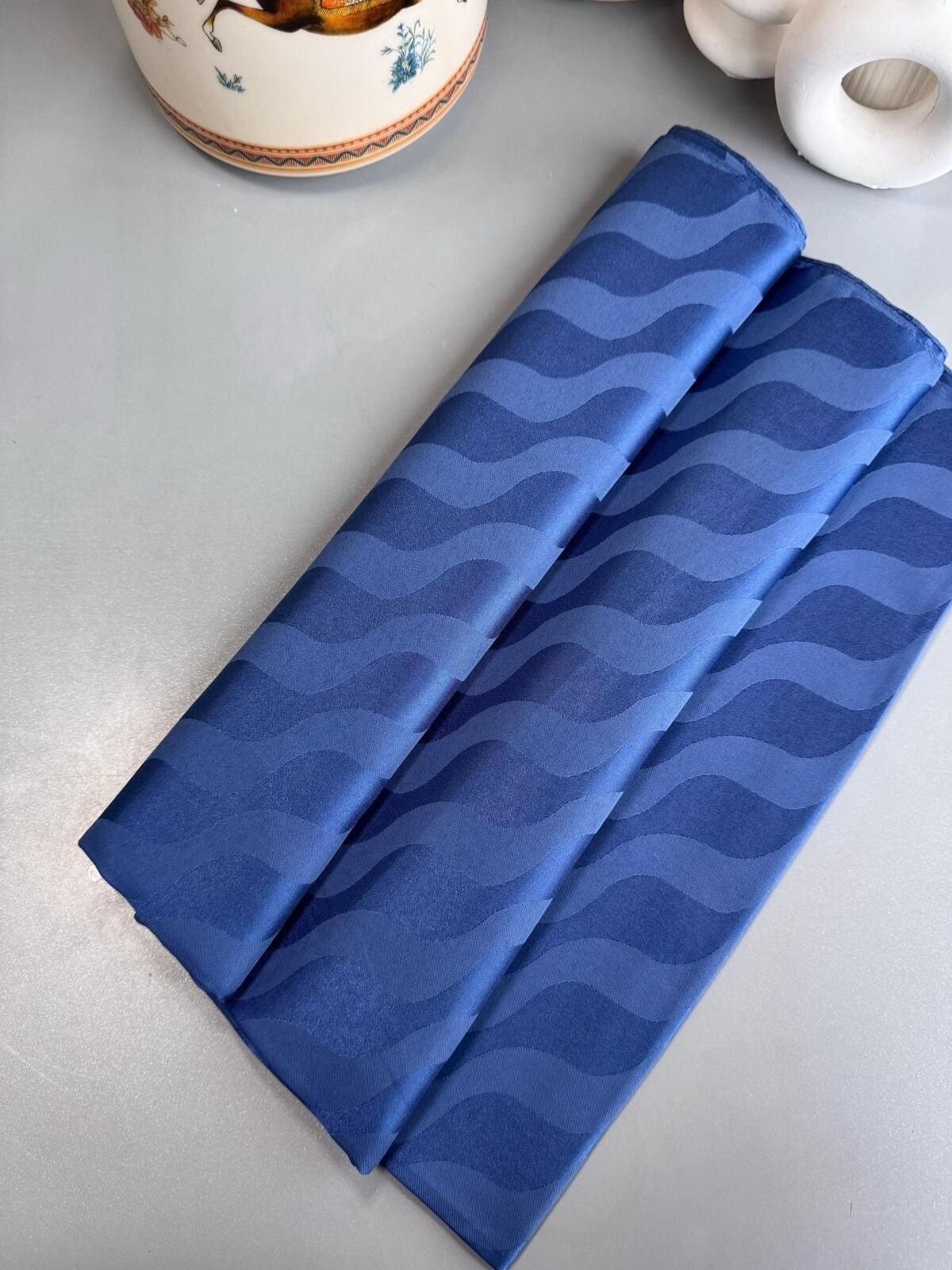 Su Yolu Pamuk Jakar Şal - İndigo - Görsel 5