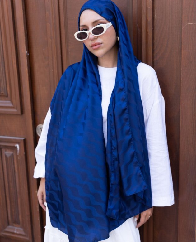 Su Yolu Pamuk Jakar Şal - İndigo