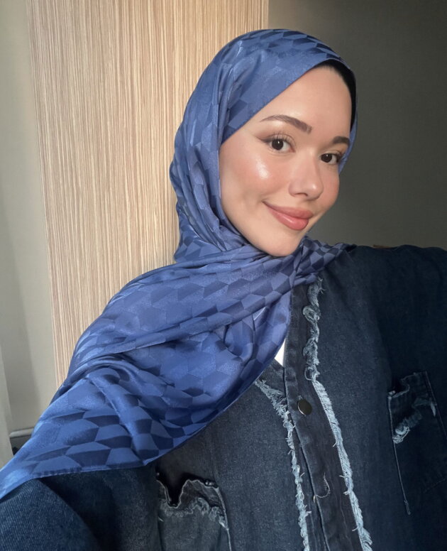 Qoza Desen İpeksi Jakar Şal - Gece Mavisi