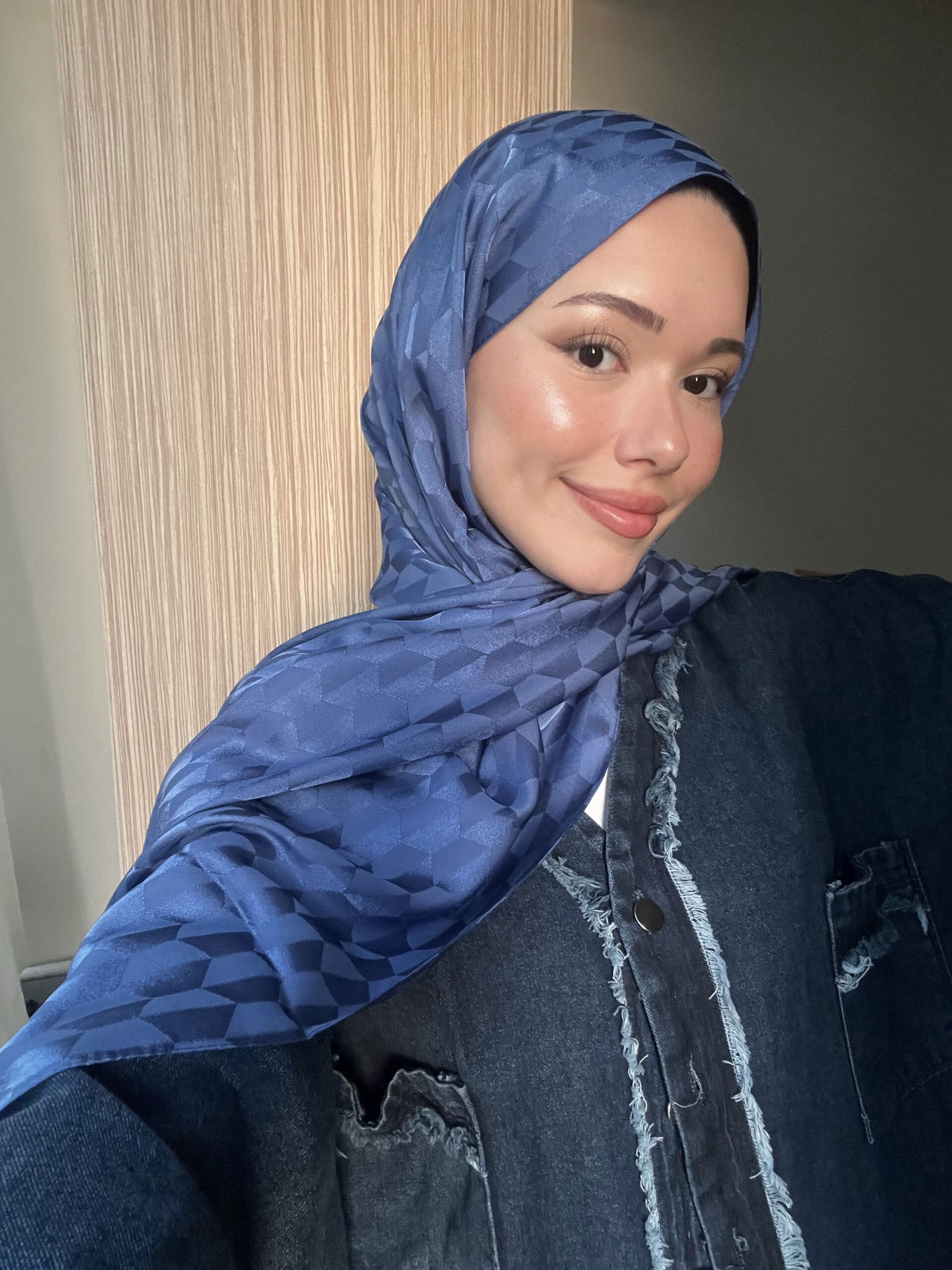 Qoza Desen İpeksi Jakar Şal - Gece Mavisi