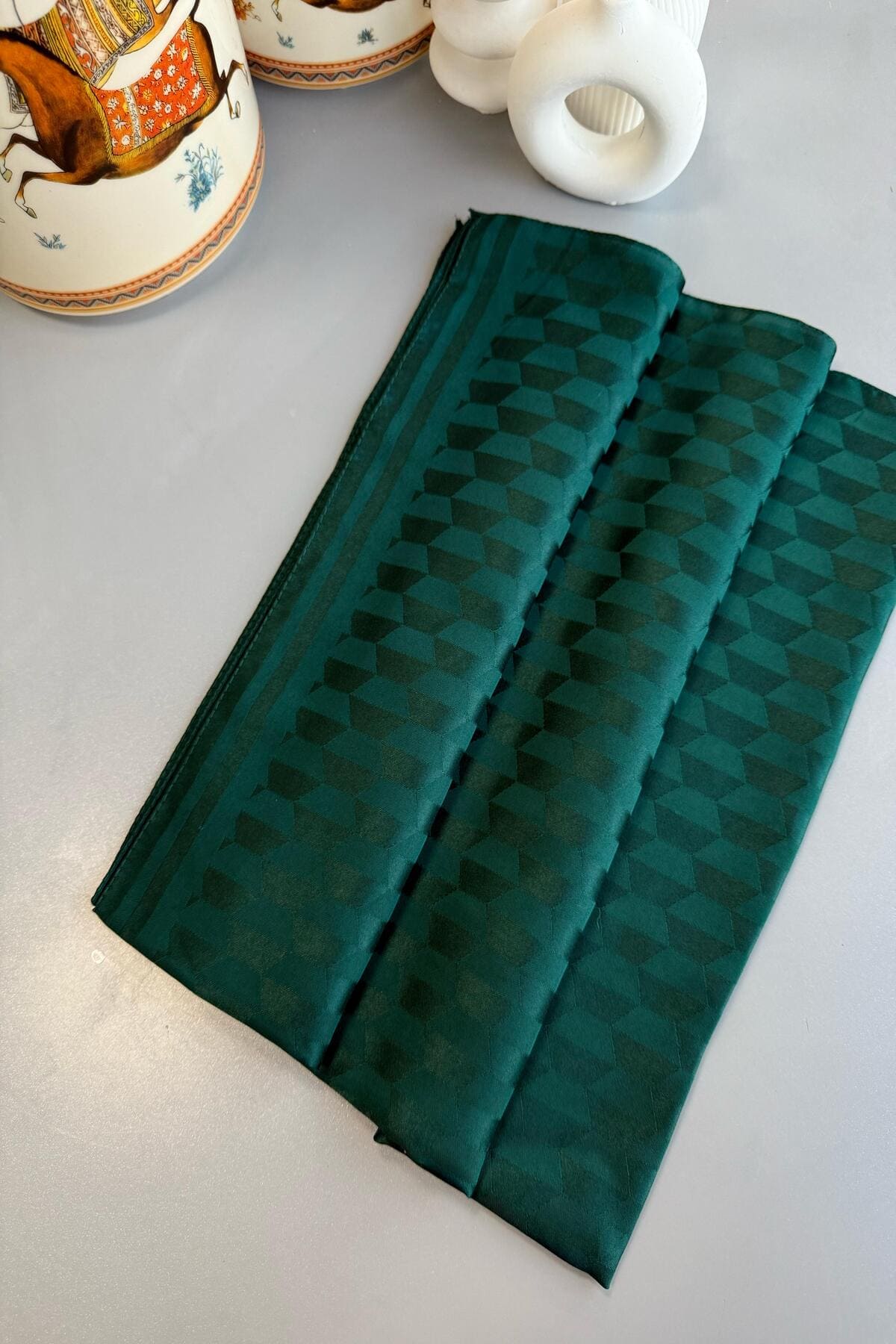 Qoza Desen İpeksi Jakar Şal - Zümrüt