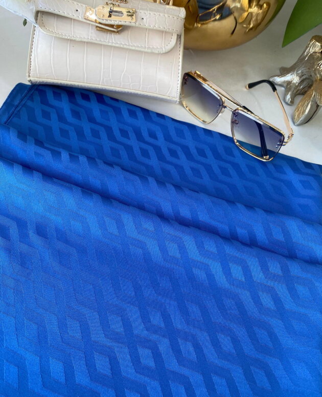 Zigzag Desen Pamuk Jakar Şal - İndigo