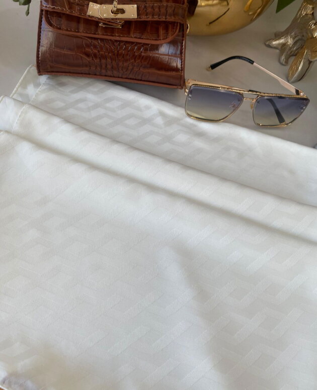 Zigzag Desen Pamuk Jakar Şal - Ekru