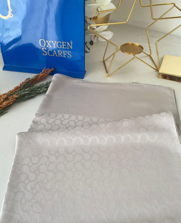 Bloom Desen Pamuk İpeksi Jakar Şal - Gri