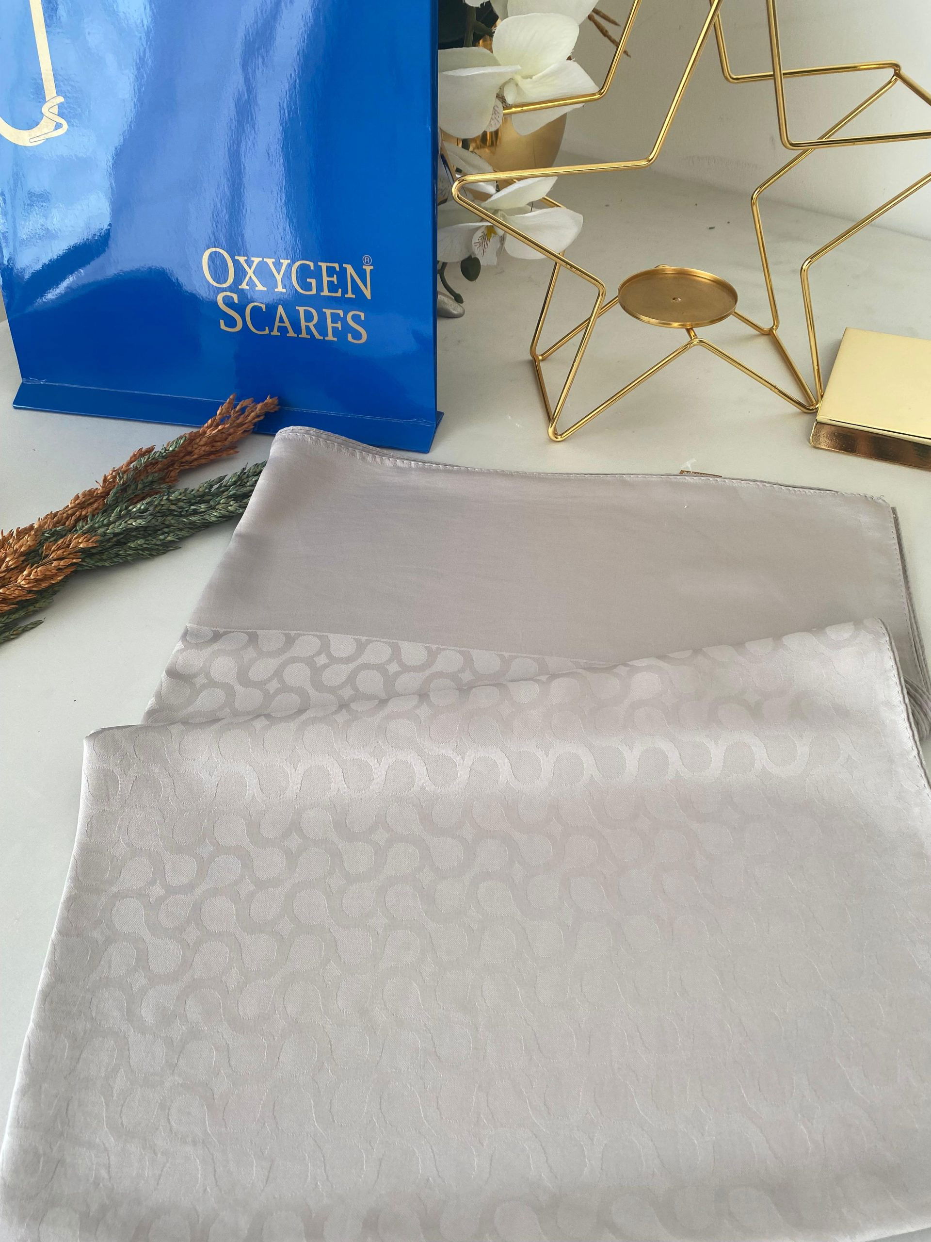 Bloom Desen Pamuk İpeksi Jakar Şal - Gri