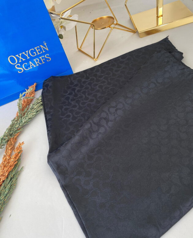 Bloom Desen Pamuk İpeksi Jakar Şal - Siyah