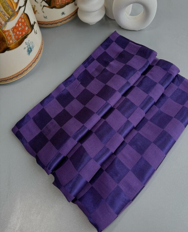 Dama Desen Jakar Şal - Morcivert