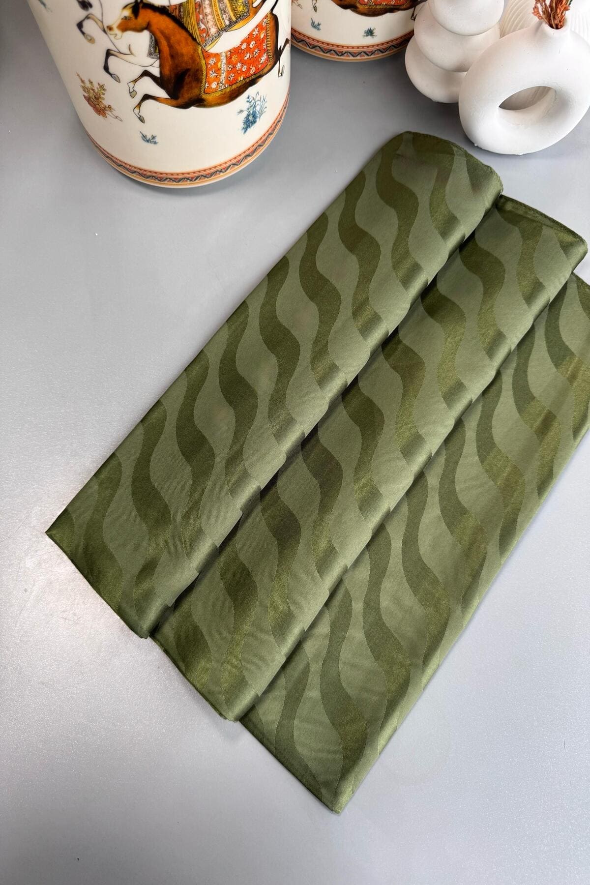 Su Yolu Pamuk Jakar Şal - Yaprak Yeşili