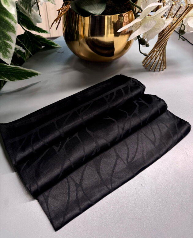 Dalga Desen Pamuk İpeksi Jakar Şal -55287-Siyah