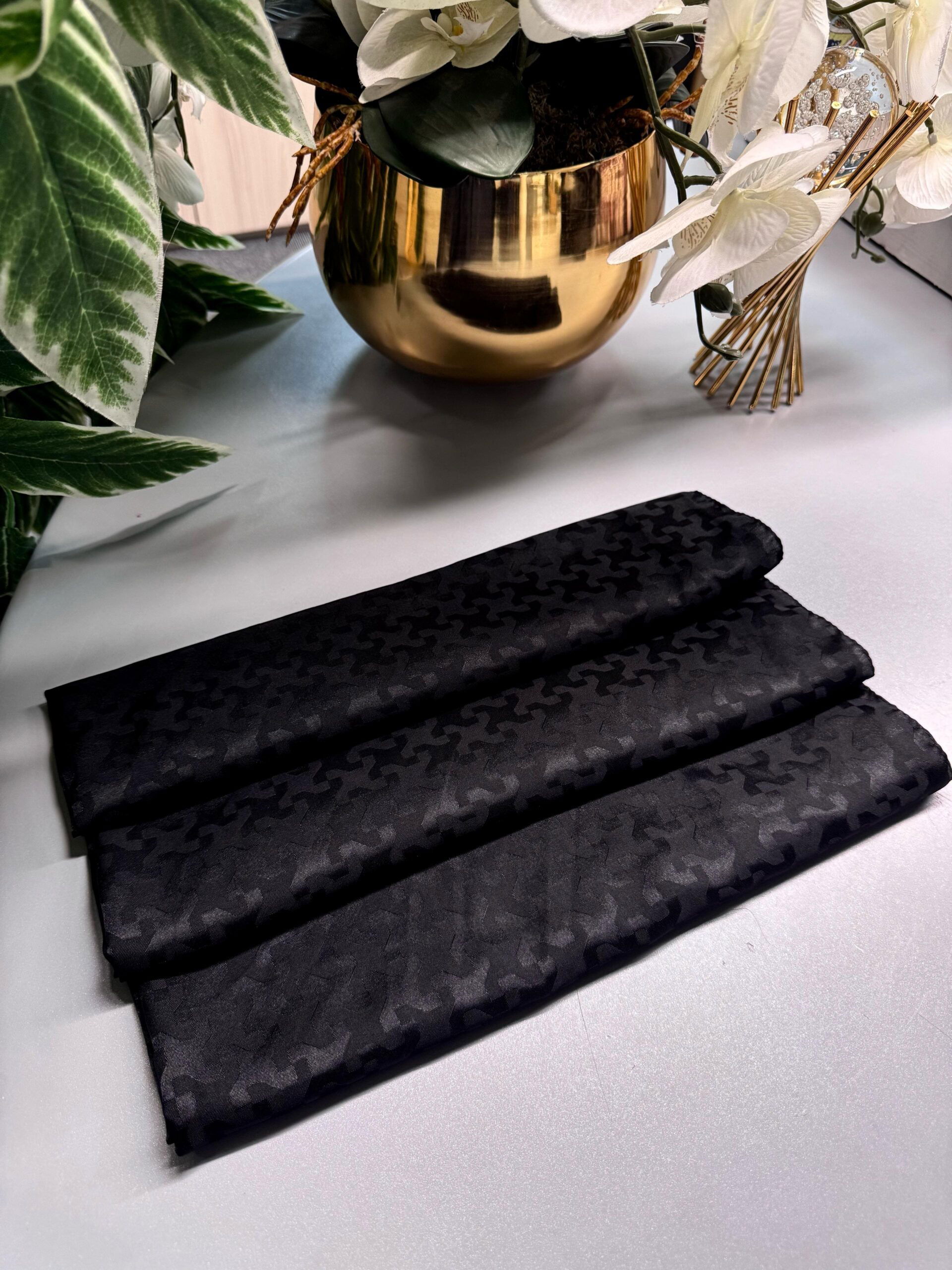 Puzzle Desen Pamuk İpeksi Jakar Şal -54256-Siyah