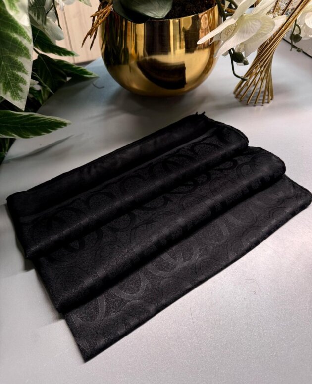 CO Desen Pamuk İpeksi Jakar Şal -52565-Siyah