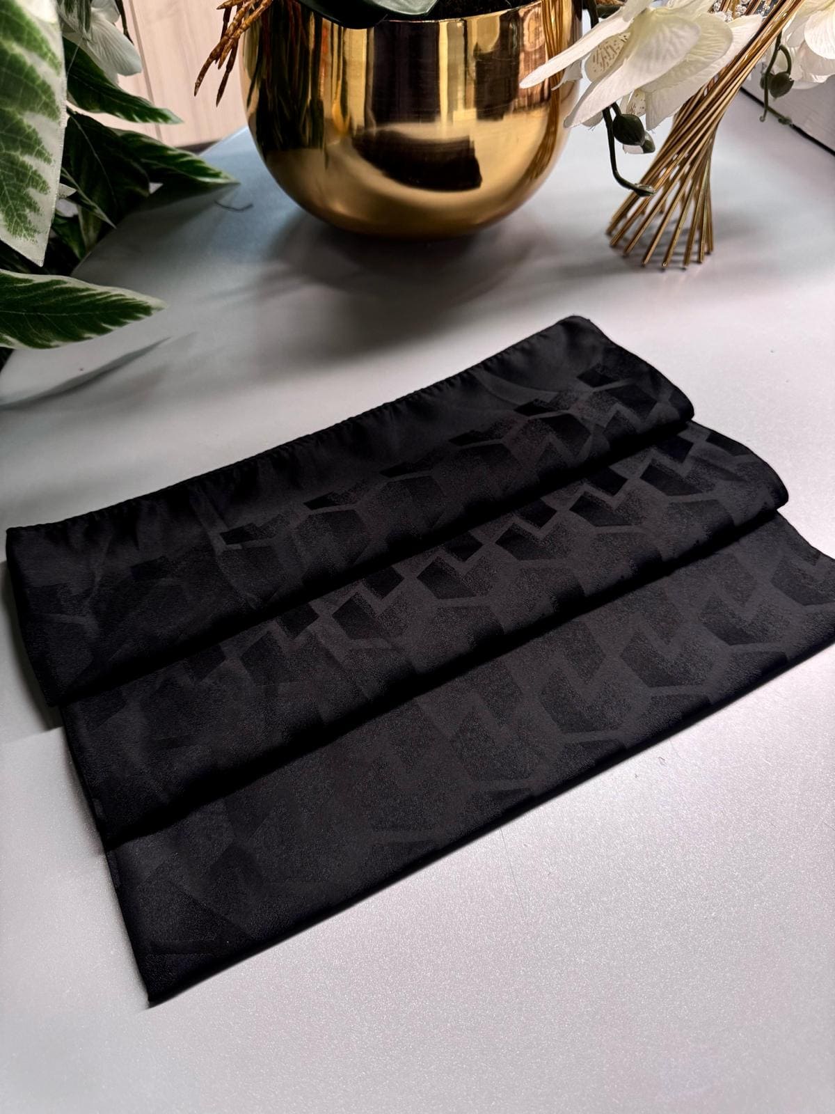 Mücevher Desen Pamuk İpeksi Jakar Şal -49326-Siyah