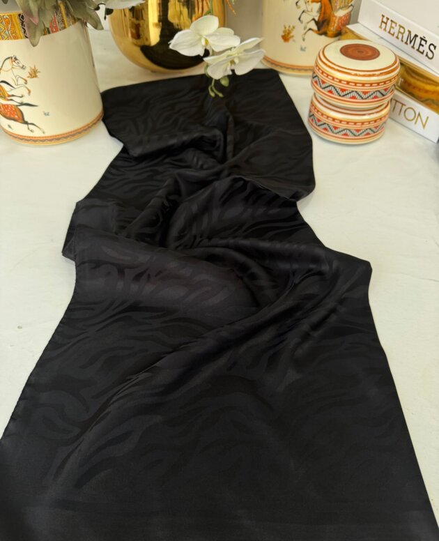 Zebra Desen Pamuk Jakar İpek Şal 23141 - Siyah