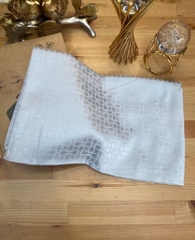 Bloom Desen Pamuk İpeksi Jakar Şal - Gümüş