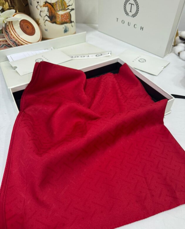 New Desen Pamuk Jakar İpek Şal - 19450 - Kırmızı