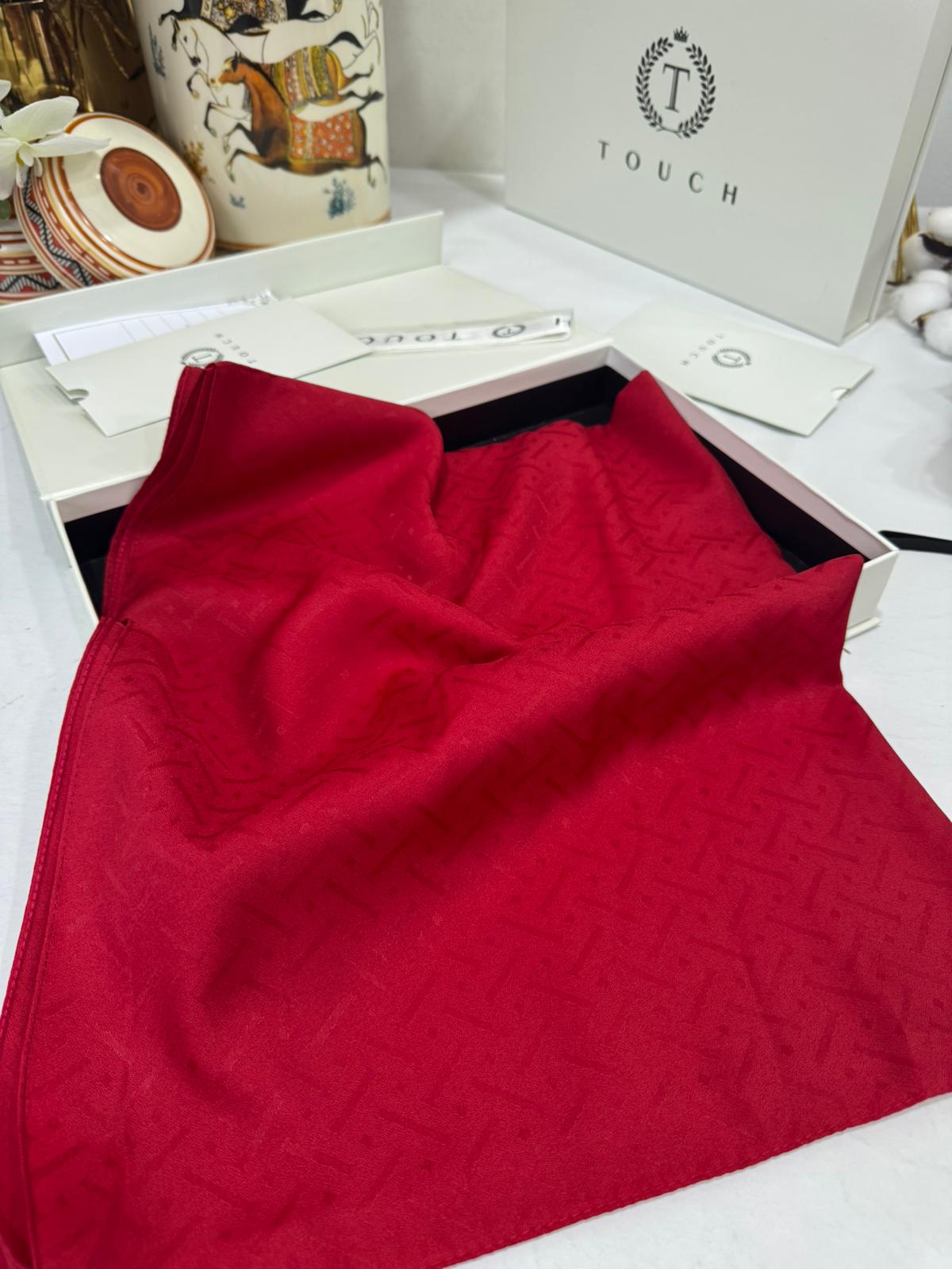 New Desen Pamuk Jakar İpek Şal - 19450 - Kırmızı