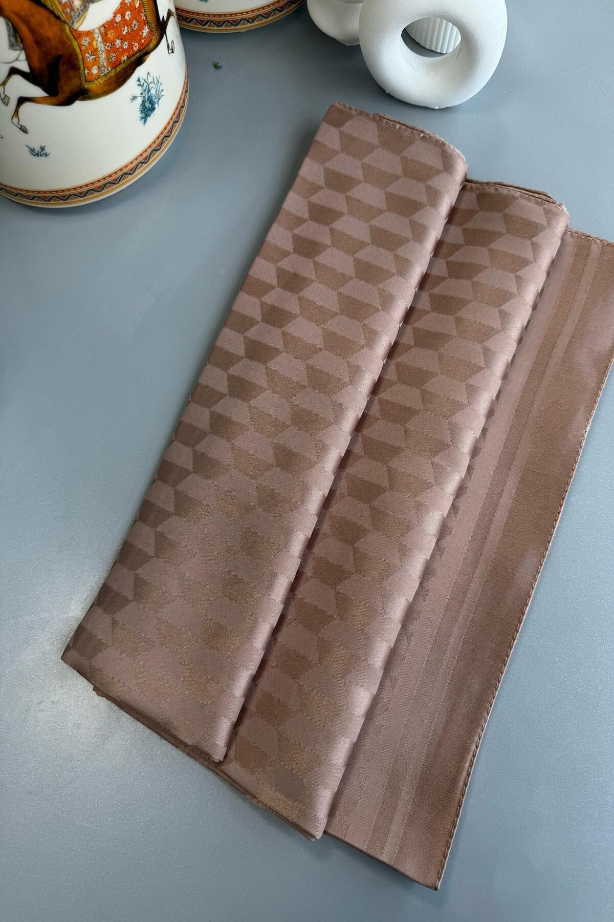 Qoza Desen İpeksi Jakar Şal - Çikolata